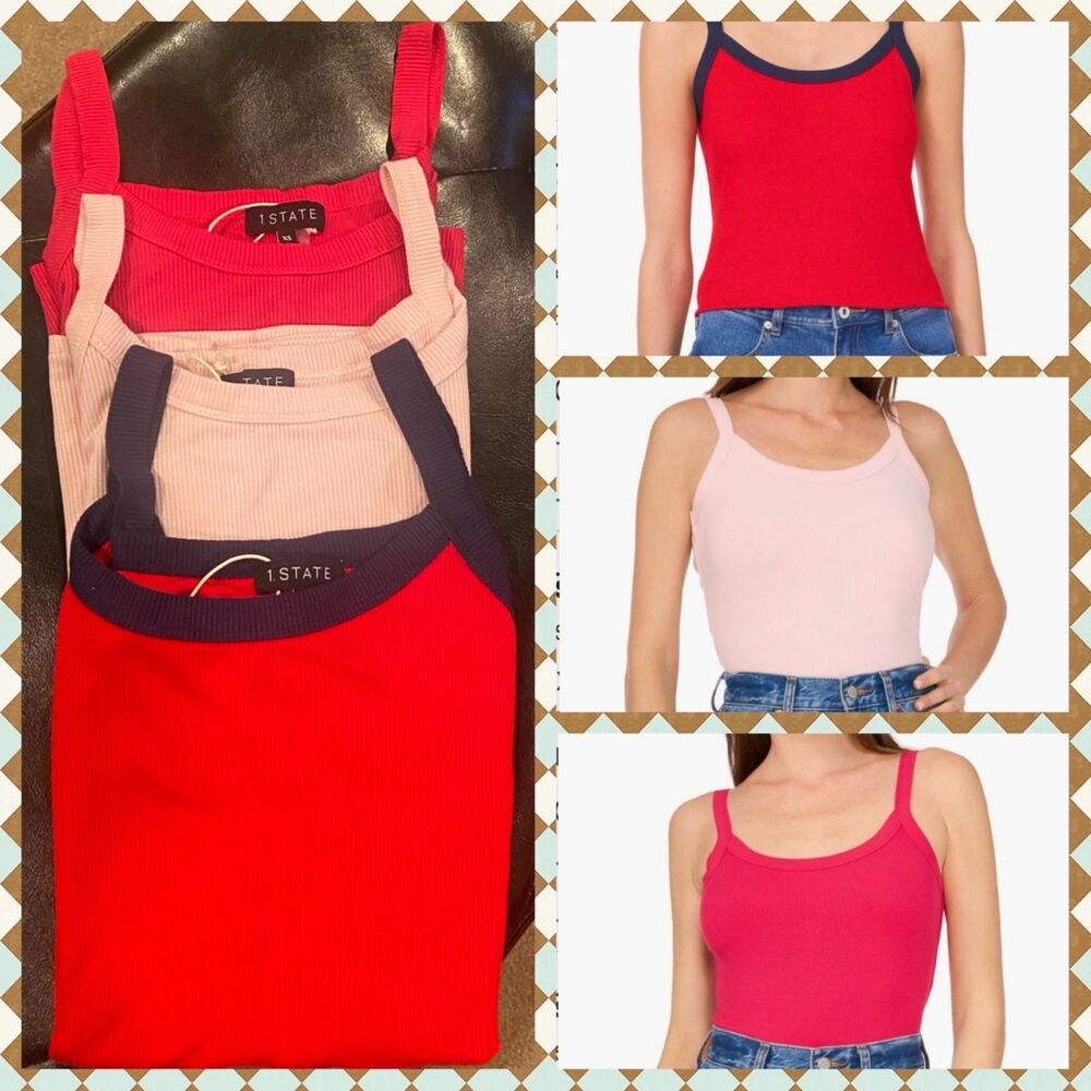 1.State NWT Tank Top Bundle 5pc Cami Pointelle Lace Trim Nordstrom XS - Picture 2 of 3